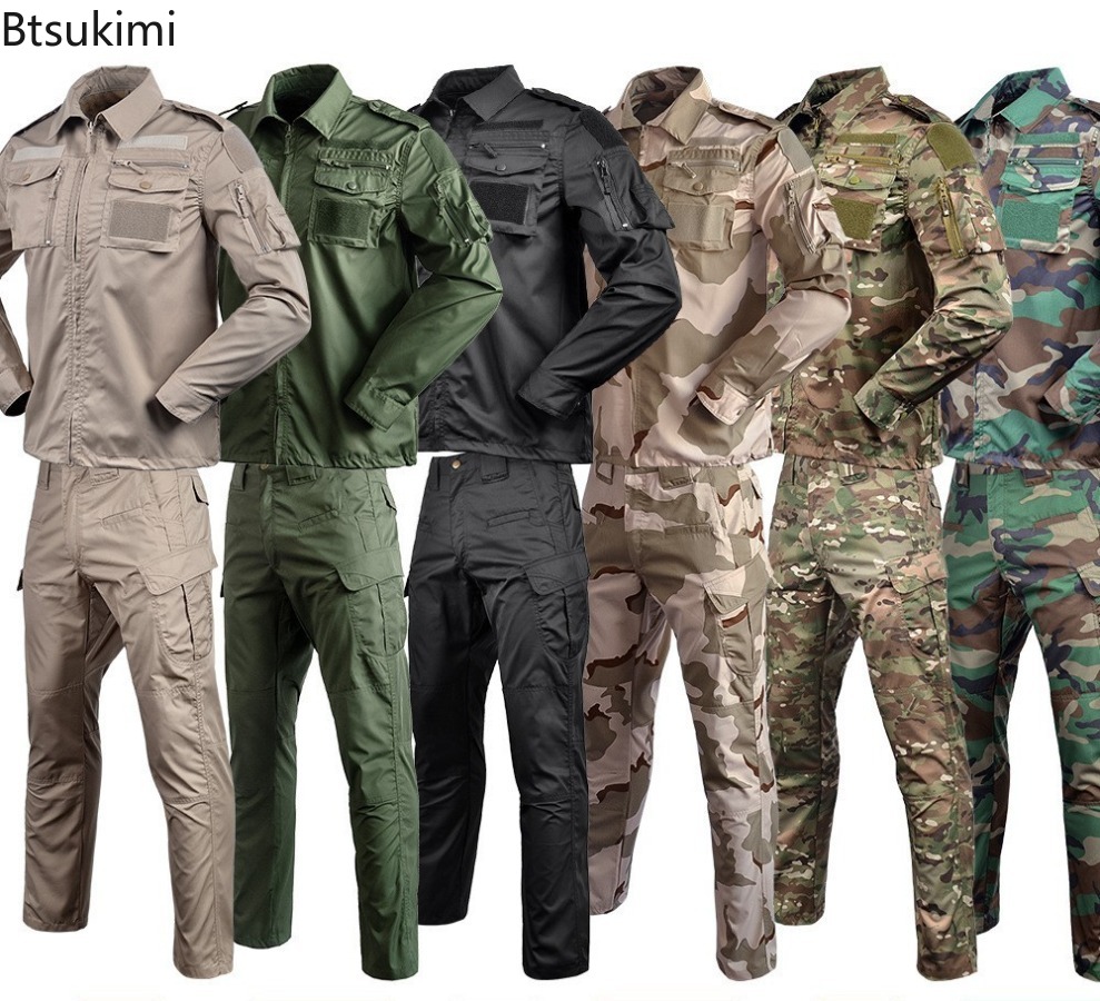 Outdoor Hunting Outfit - 2026年新作、メンズ用長袖タクティカル迷彩スーツ。耐久性に優れたアウトドア用、狩猟、ハイキング、トレーニングに適したシャツとパンツの迷彩服。