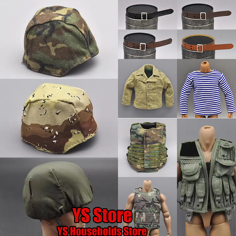 Outdoor Hunting Tv - 1/6 男性兵士軍事キャップタクティカルベストレトロユニセックス屋外狩猟迷彩ジャングル帽子ストライプシャツおもちゃ 12 ''ボディ用