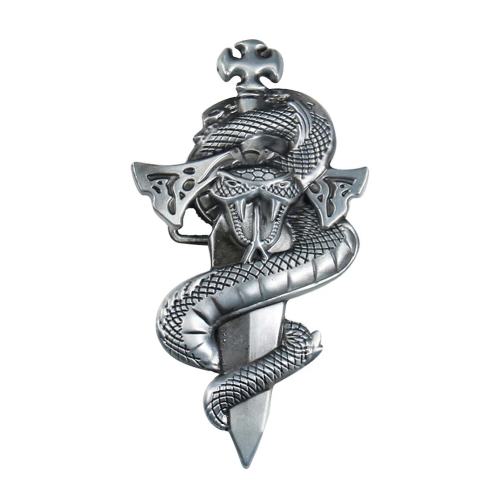 Outdoor Hunting Outfit - ヘビトーテムナイフソードベルトバックルパンクヒップホップスタイルボアコンストリクターデザイン西洋カウボーイハンティング衣装アウトドアウエストバンド