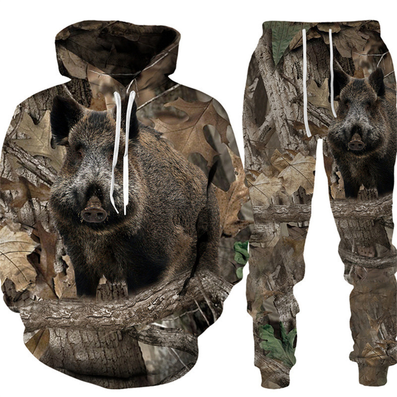 メンズ迷彩柄ハンティングアニマルトラックスーツ3Dオオカミプ - Outdoor Hunting Outfit のレビューと価格