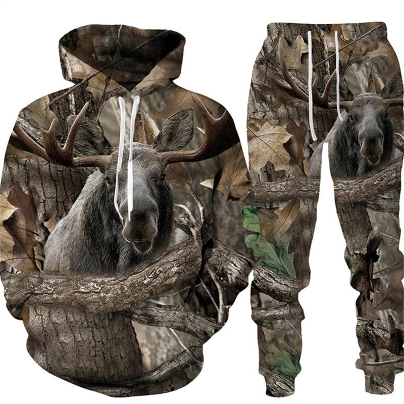 メンズ迷彩柄ハンティングアニマルトラックスーツ3Dオオカミプ - Outdoor Hunting Outfit のレビューと価格