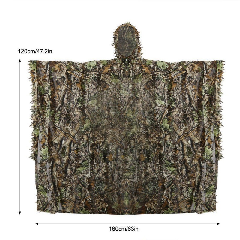 大人用屋外ギリースーツリアルな3D葉模擬迷彩ポンチョマントス - Outdoor Hunting Tv のレビューと価格