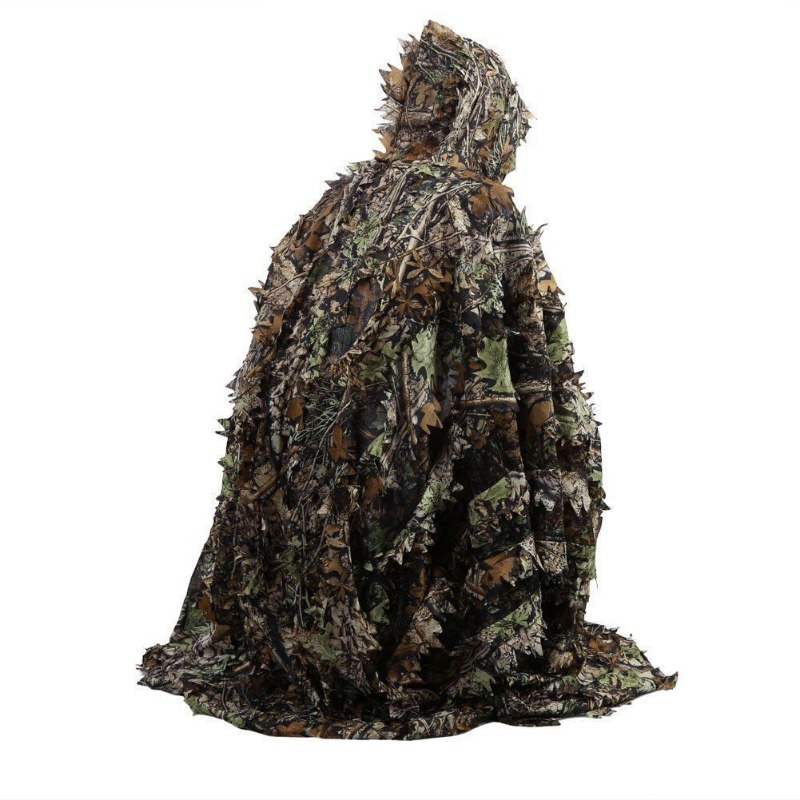 大人用屋外ギリースーツリアルな3D葉模擬迷彩ポンチョマントス - Outdoor Hunting Tv のレビューと価格