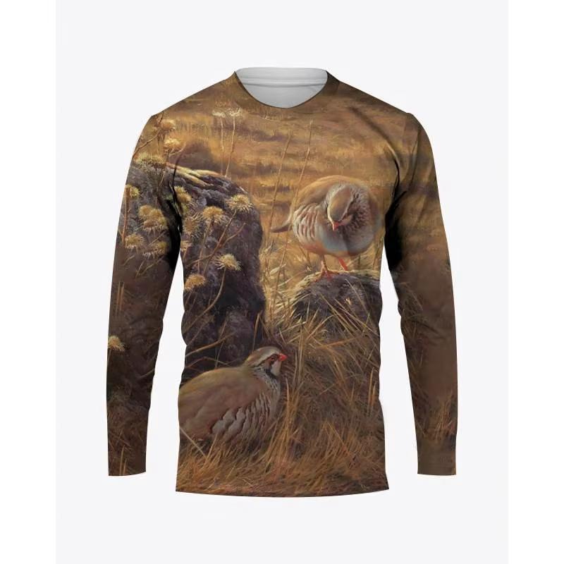 メンズ長袖ラウンドネックTシャツ,カジュアル,カモフラージュ - Hunting Quail のレビューと価格
