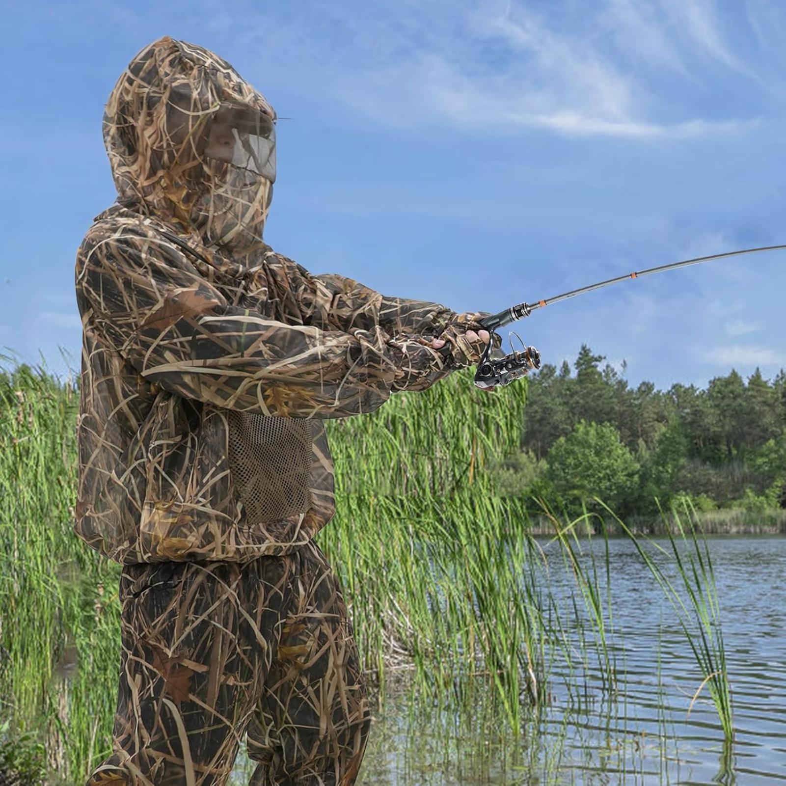 ハンティングスーツフライプルーフメッシュ衣装フード付き釣りス - Outdoor Hunting Outfit のレビューと価格