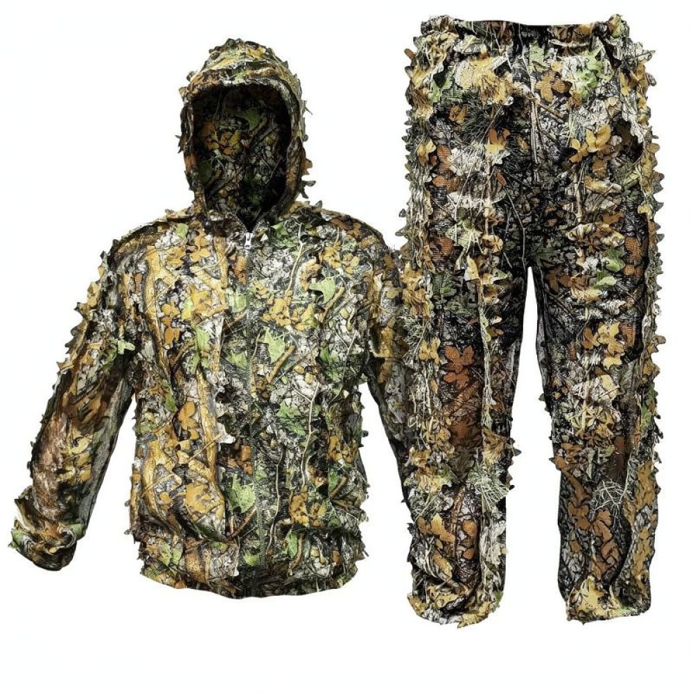 屋外用3Dリーフ柄ギリーコート、通気性のある迷彩服。狩猟、バ - Outdoor Hunting Outfit のレビューと価格