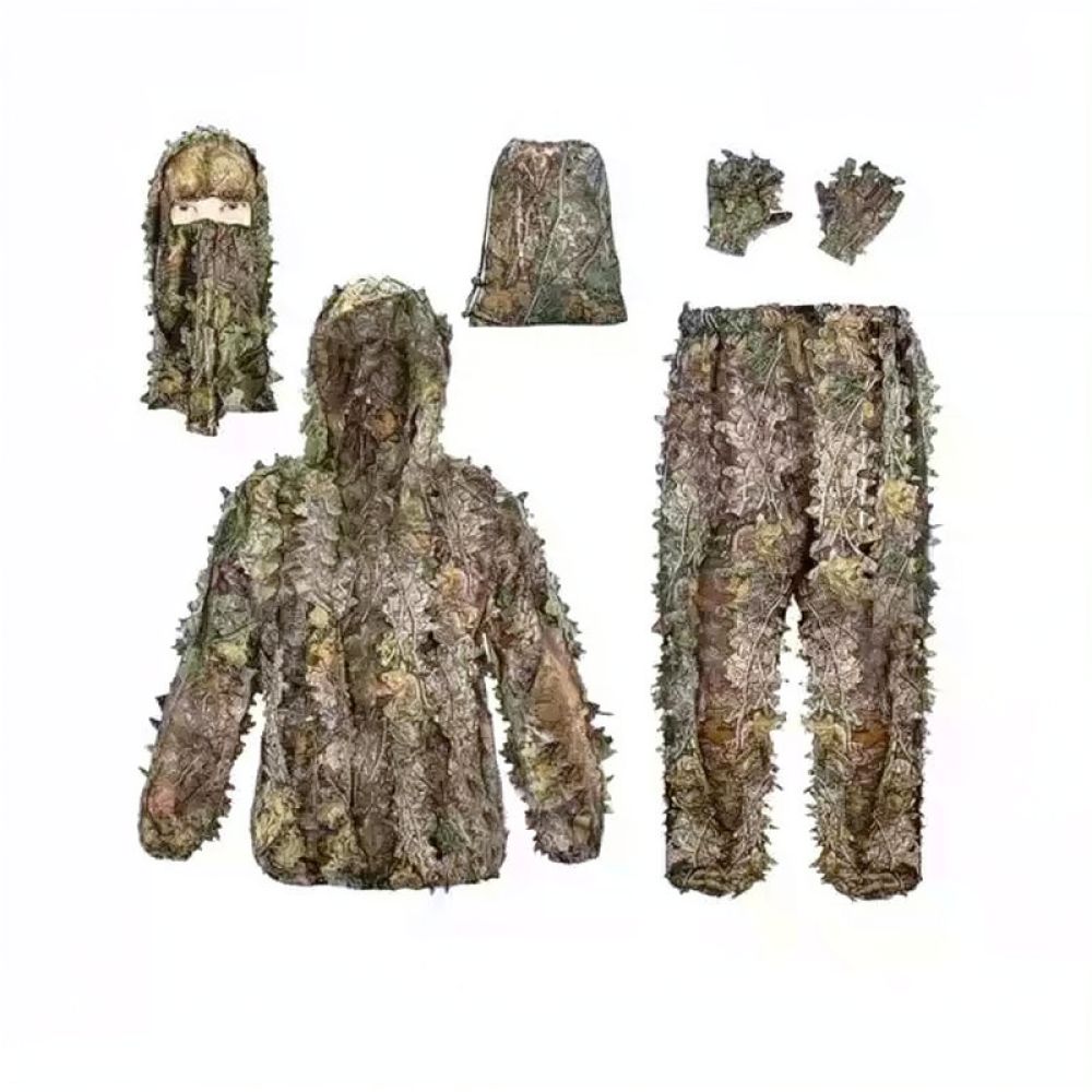 屋外用3Dリーフ柄ギリーコート、通気性のある迷彩服。狩猟、バ - Outdoor Hunting Outfit のレビューと価格
