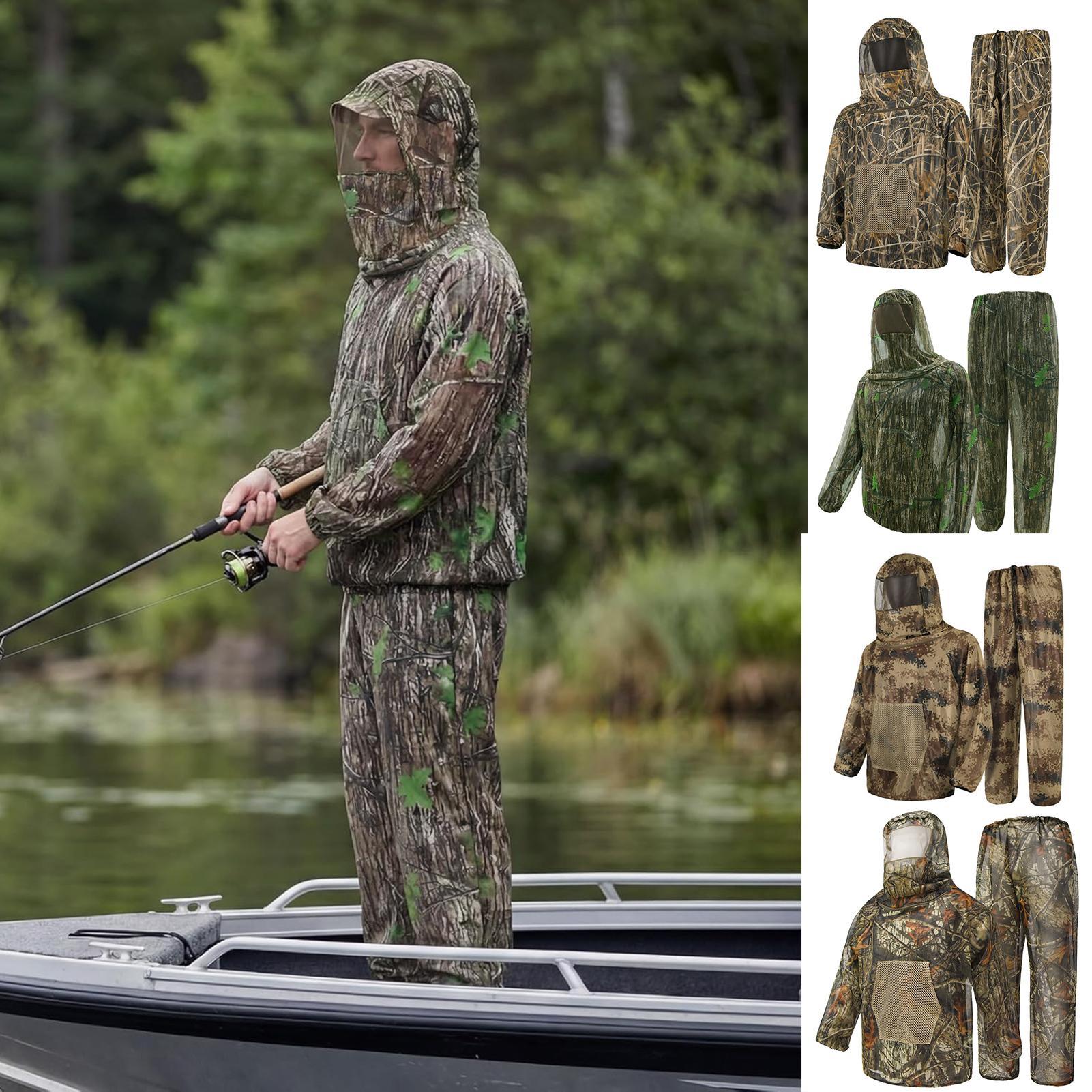 狩猟服フード付きフライプルーフメッシュ衣装釣りスーツ狩猟釣り - Outdoor Hunting Outfit のレビューと価格